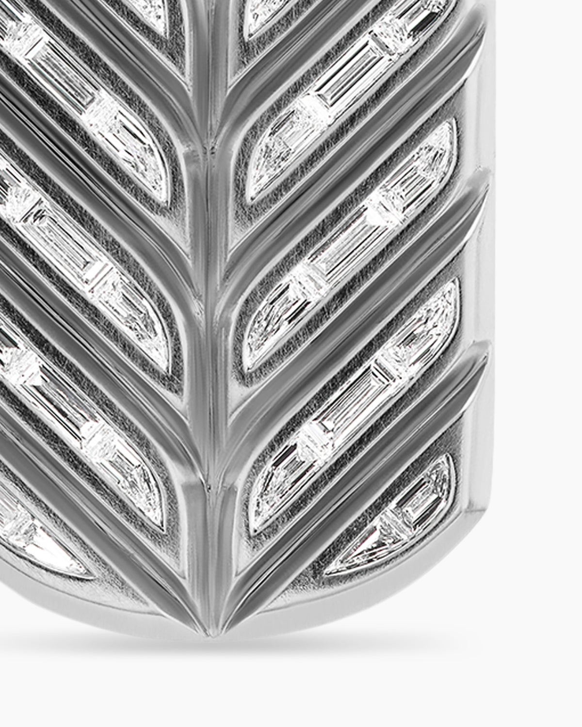 Chevron Tag in Platinum with Diamond Baguettes, 35mm